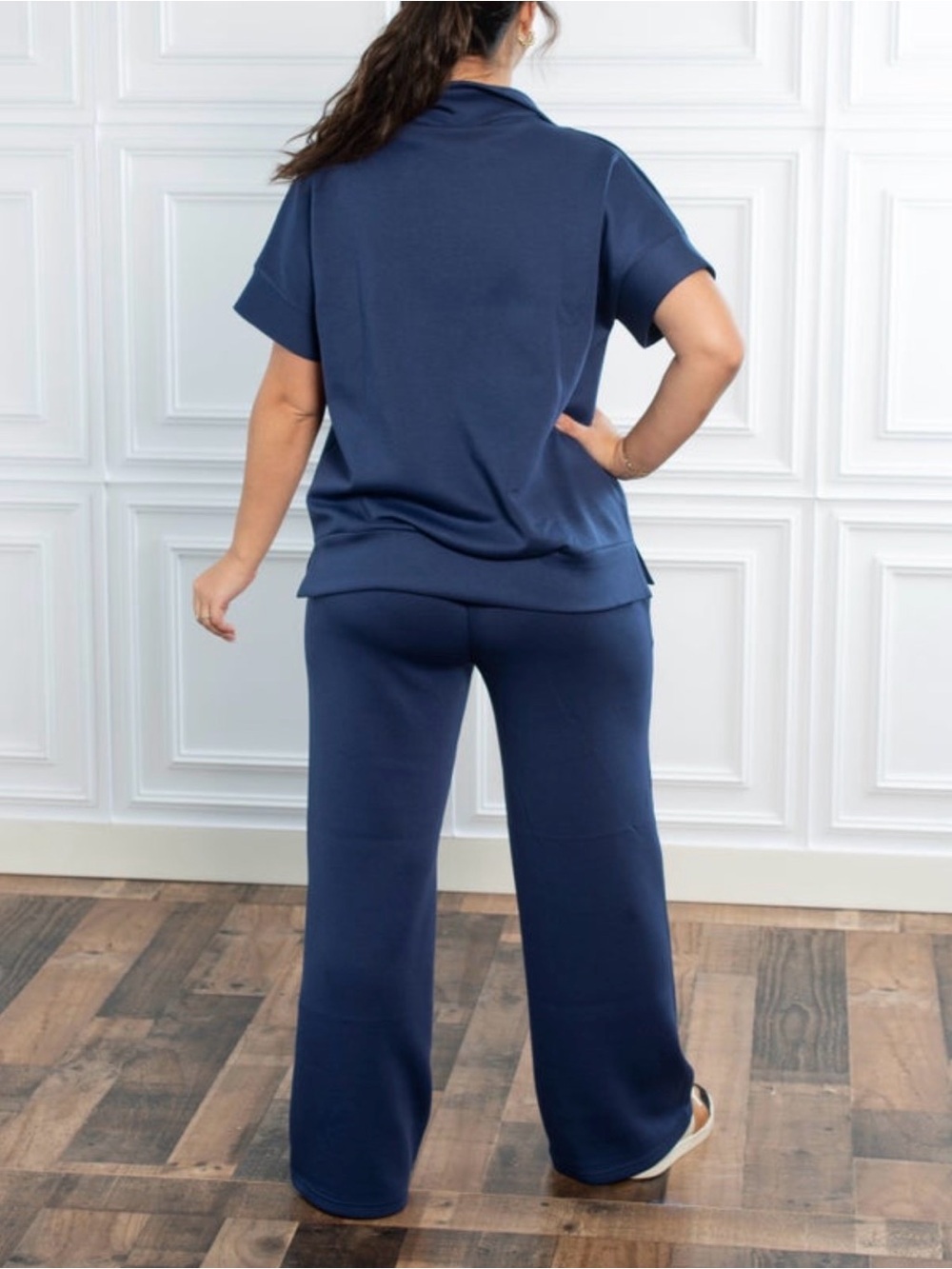 Dear Scarlett Navy Catalina travel Wide-Leg Set Sz 2x - Picture 3 of 5